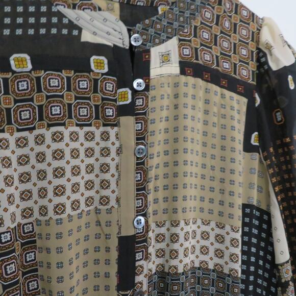 Banana Republic Womens Sz S Patchwork Pattern Pleated Midi Dress Long Sleeve - Picture 4 of 10